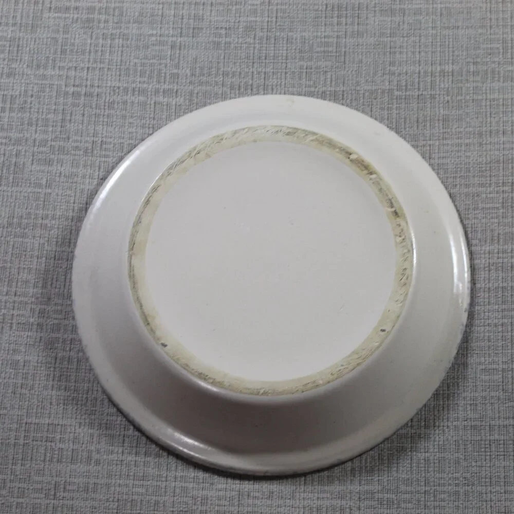 Vintage Pottery Pie Plate, Sponge Paint Stencil Design